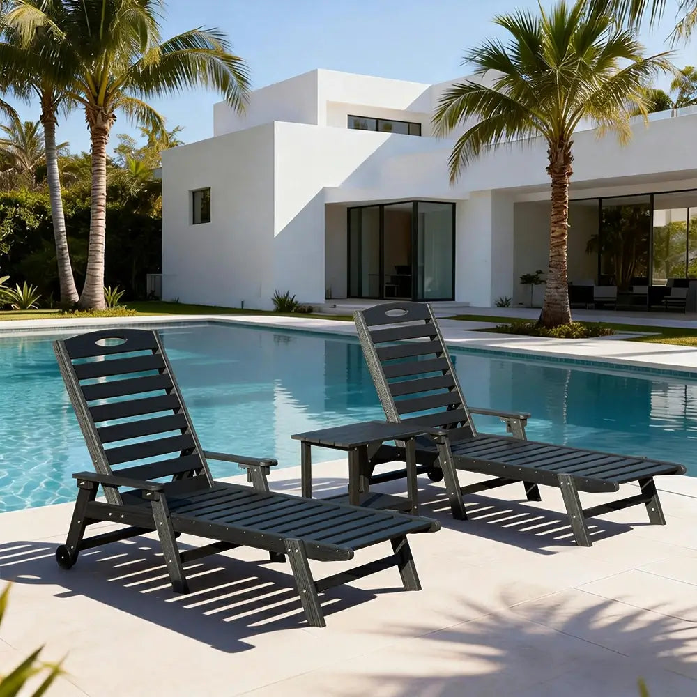 HDPE Patio Chaise Lounge with Arms