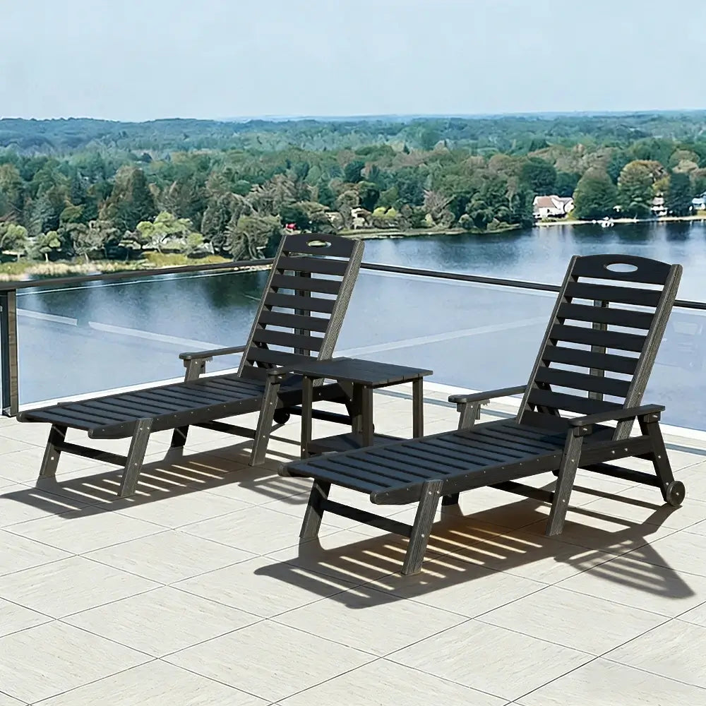 HDPE Patio Chaise Lounge with Arms