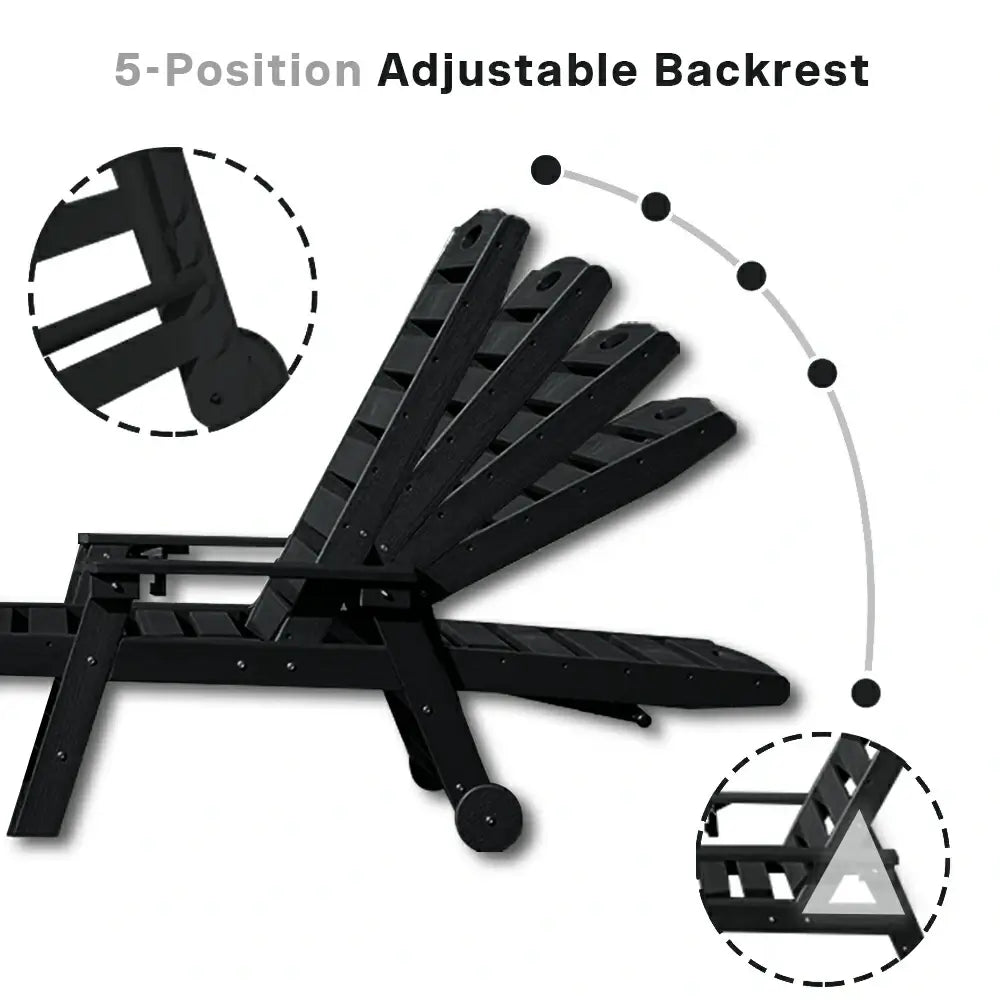 HDPE Patio Chaise Lounge with Arms