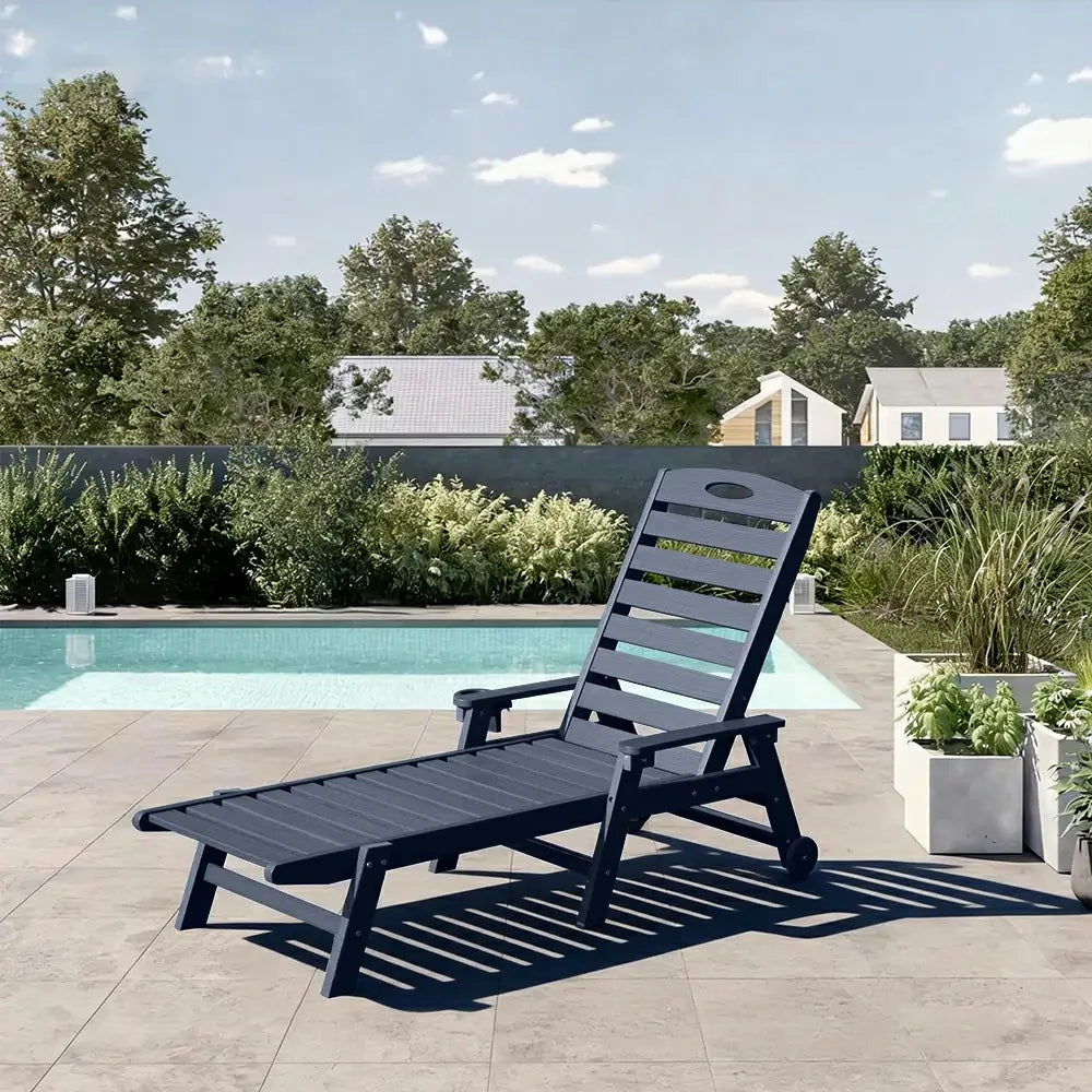 HDPE Patio Chaise Lounge with Arms