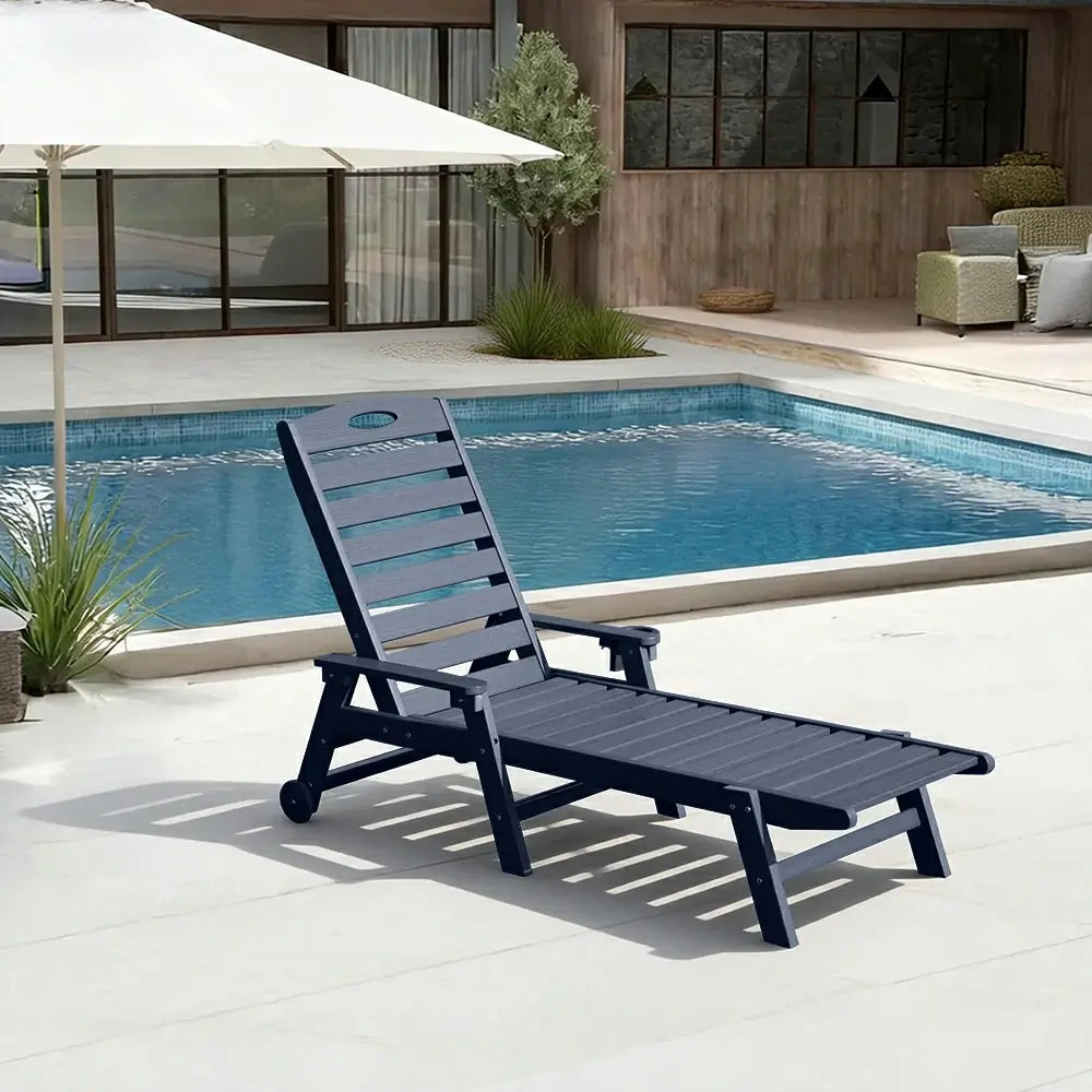 HDPE Patio Chaise Lounge with Arms