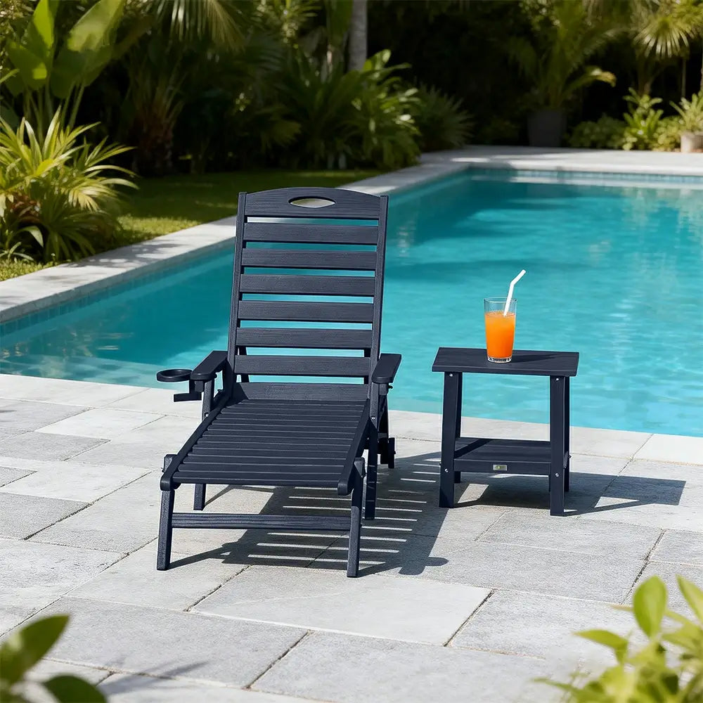 HDPE Patio Chaise Lounge with Arms