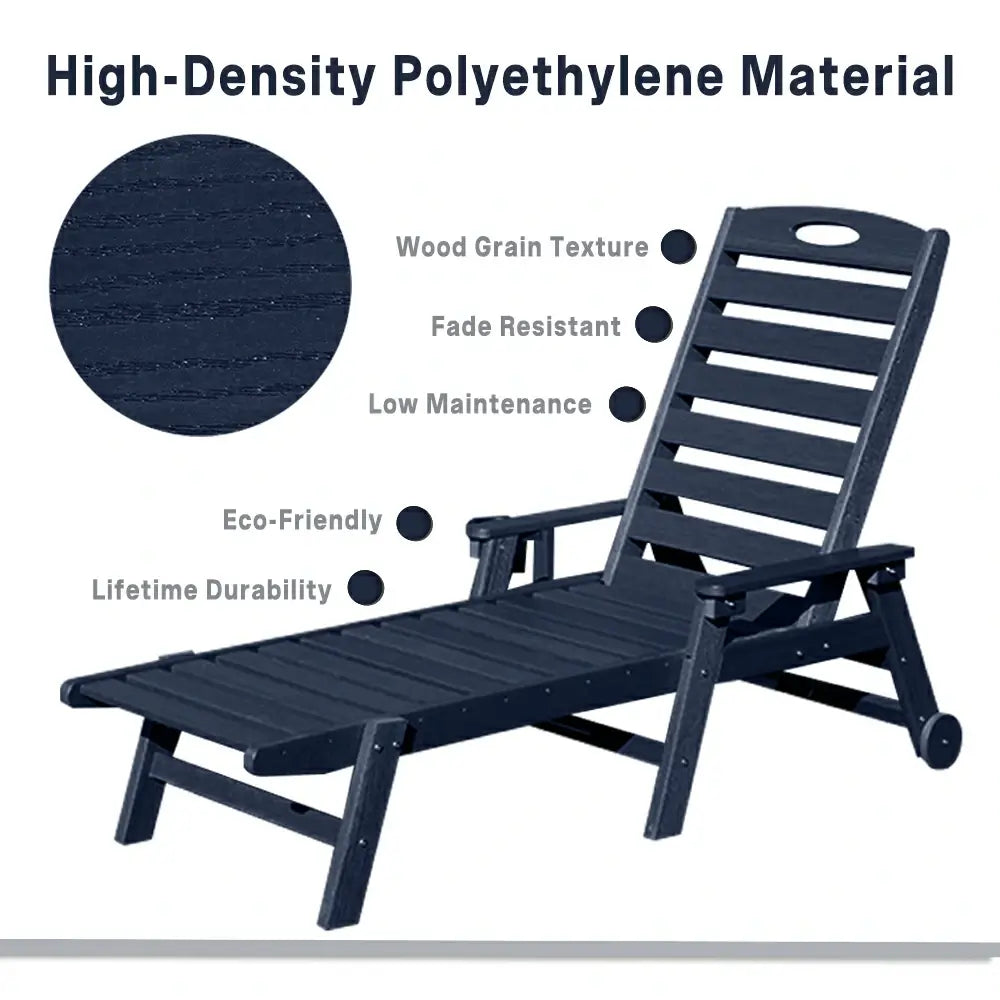 HDPE Patio Chaise Lounge with Arms