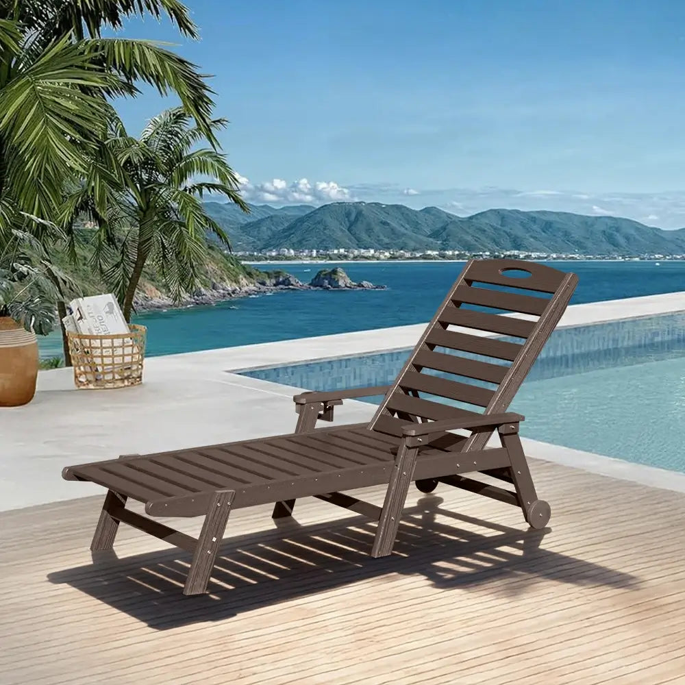 HDPE Patio Chaise Lounge with Arms