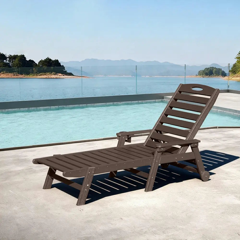 HDPE Patio Chaise Lounge with Arms
