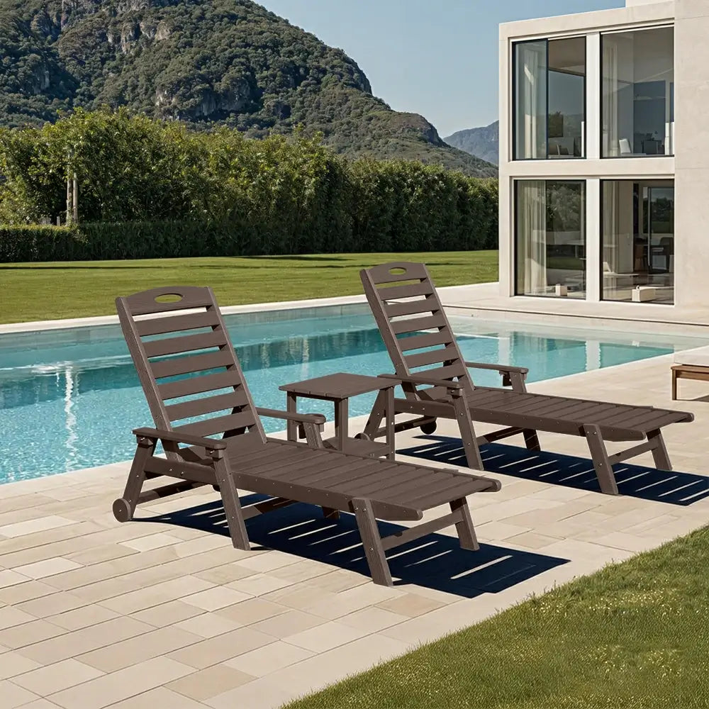 HDPE Patio Chaise Lounge with Arms