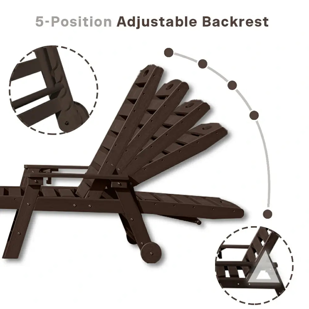 HDPE Patio Chaise Lounge with Arms