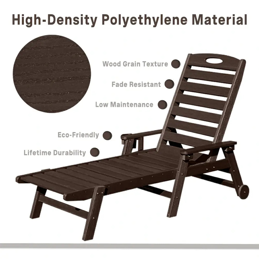 HDPE Patio Chaise Lounge with Arms