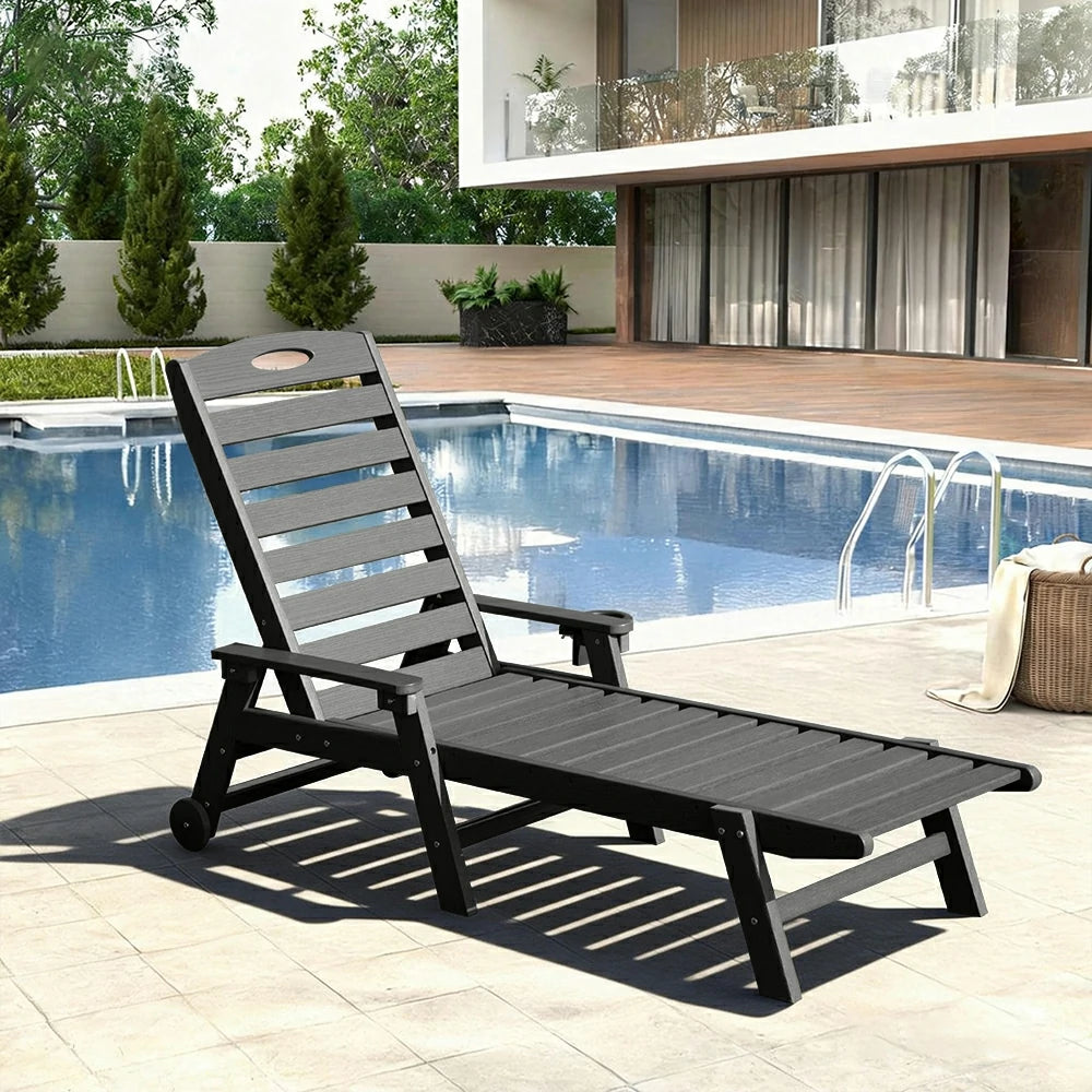 HDPE Patio Chaise Lounge with Arms