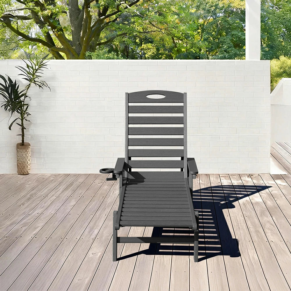 HDPE Patio Chaise Lounge with Arms