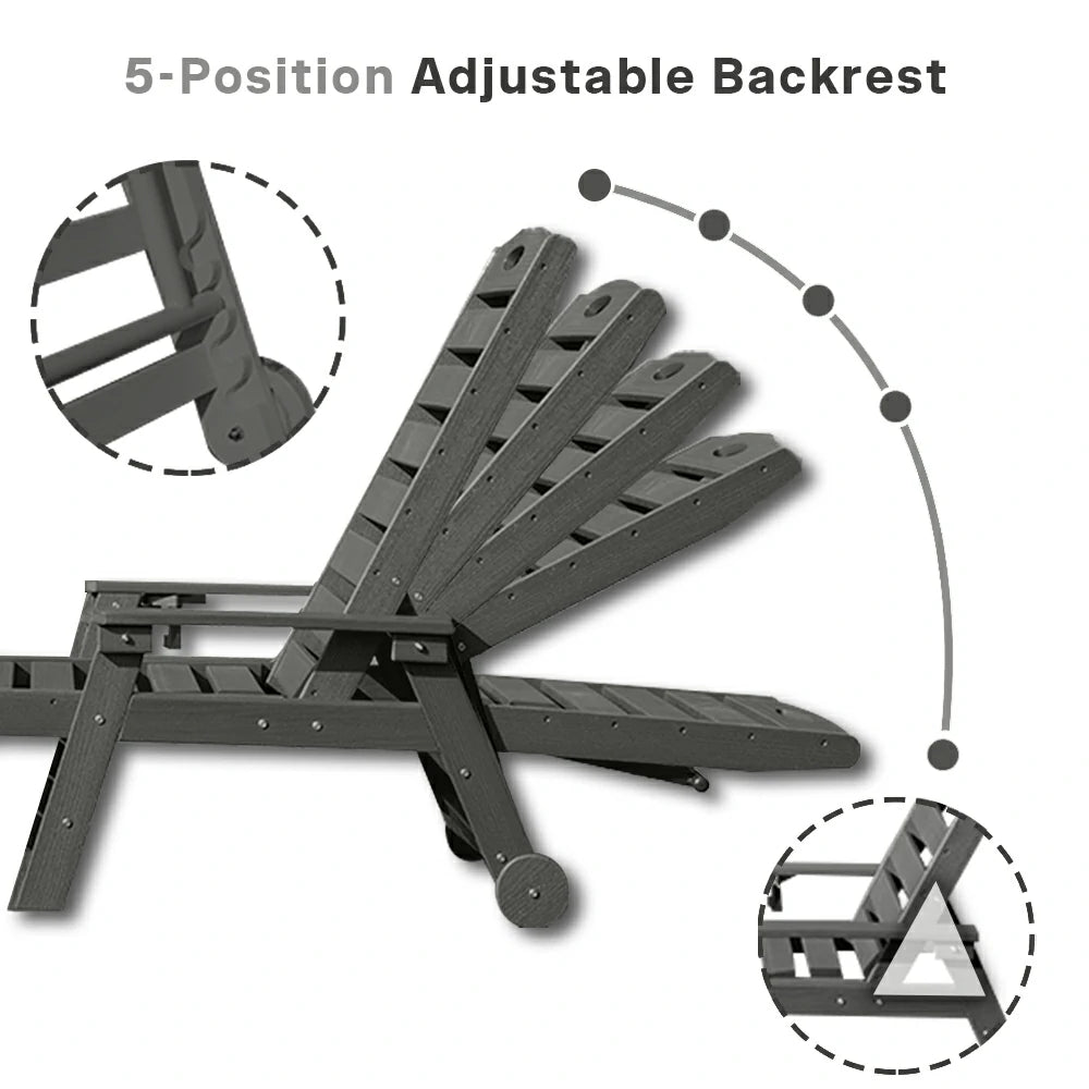 HDPE Patio Chaise Lounge with Arms