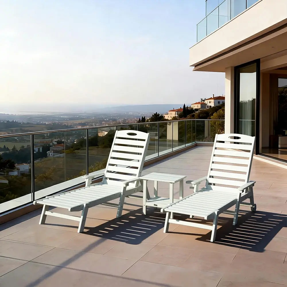 HDPE Patio Chaise Lounge with Arms
