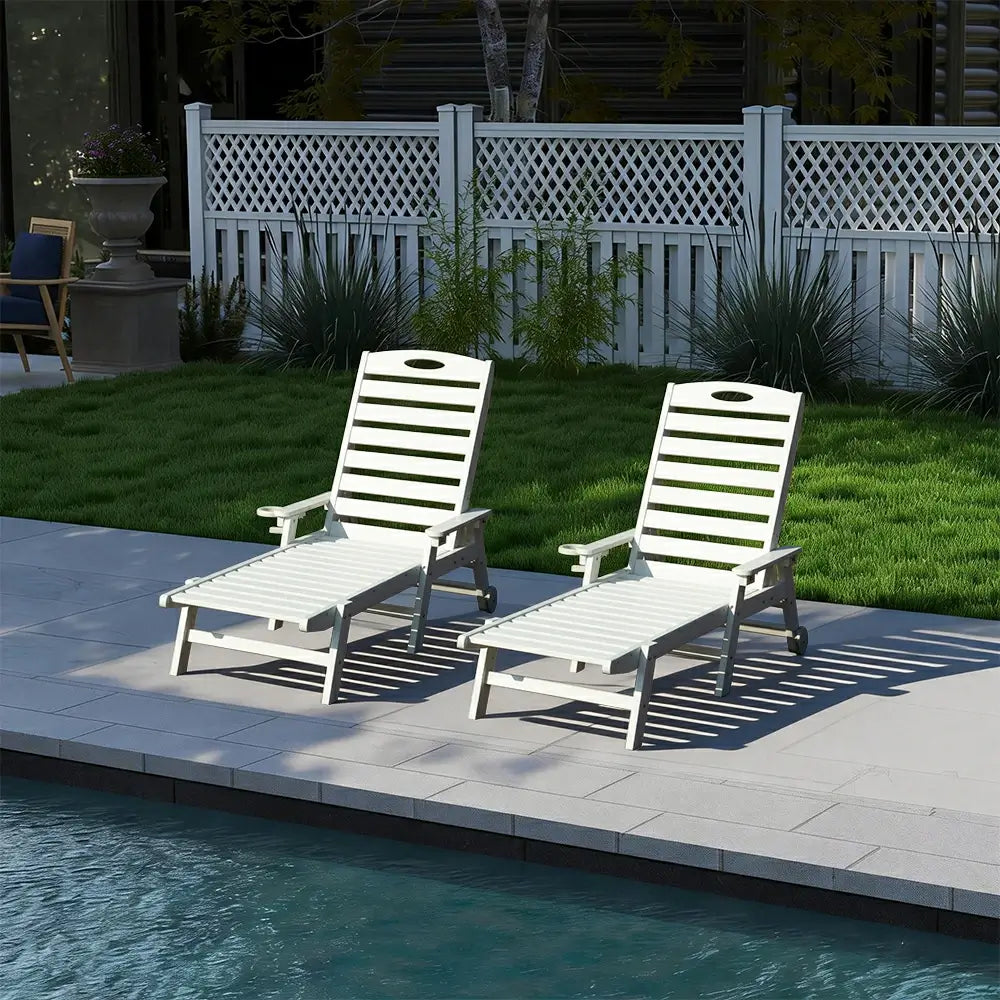HDPE Patio Chaise Lounge with Arms
