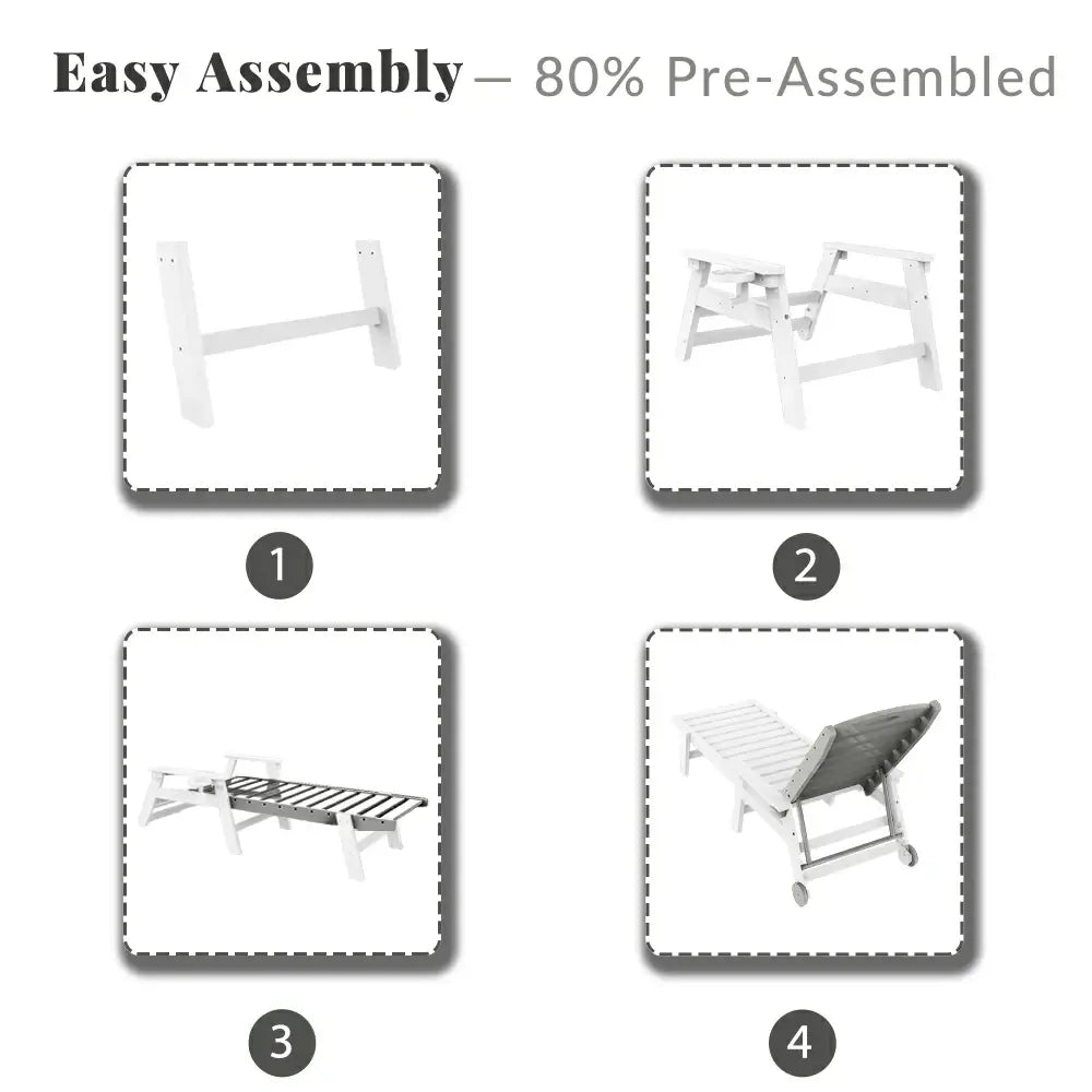 HDPE Patio Chaise Lounge with Arms