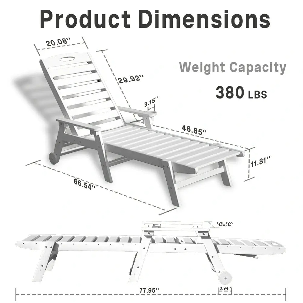 HDPE Patio Chaise Lounge with Arms