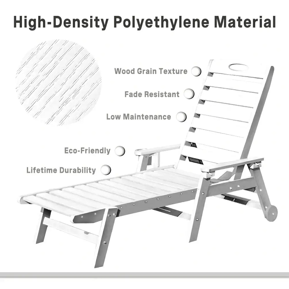 HDPE Patio Chaise Lounge with Arms