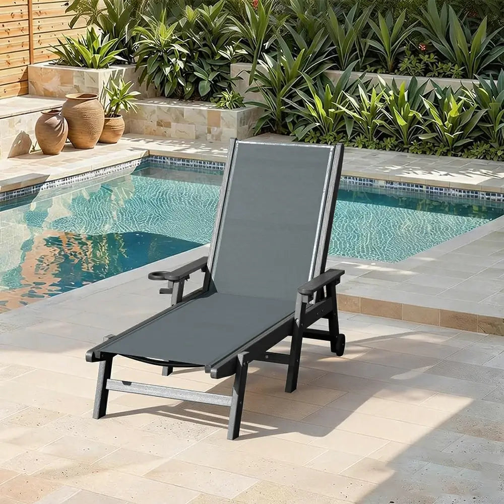 HDPE Sling Chaise Lounge with Arms
