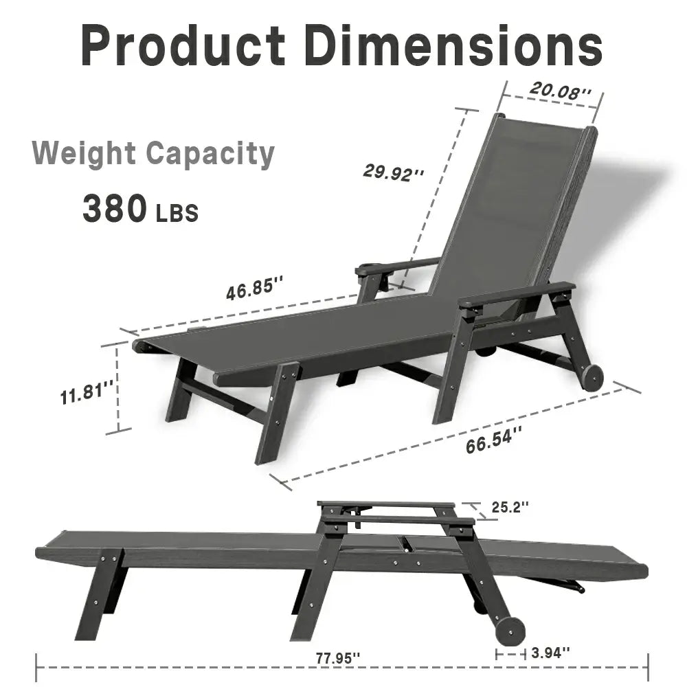 HDPE Sling Chaise Lounge with Arms