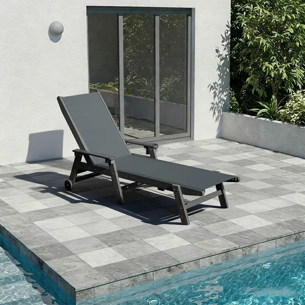 HDPE Sling Chaise Lounge with Arms