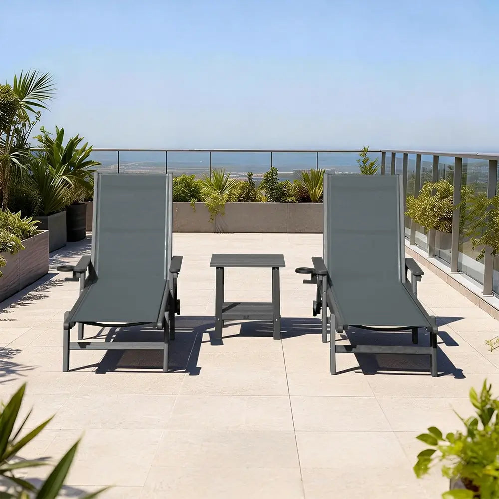 HDPE Sling Chaise Lounge with Arms