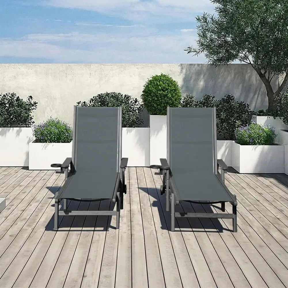 HDPE Sling Chaise Lounge with Arms