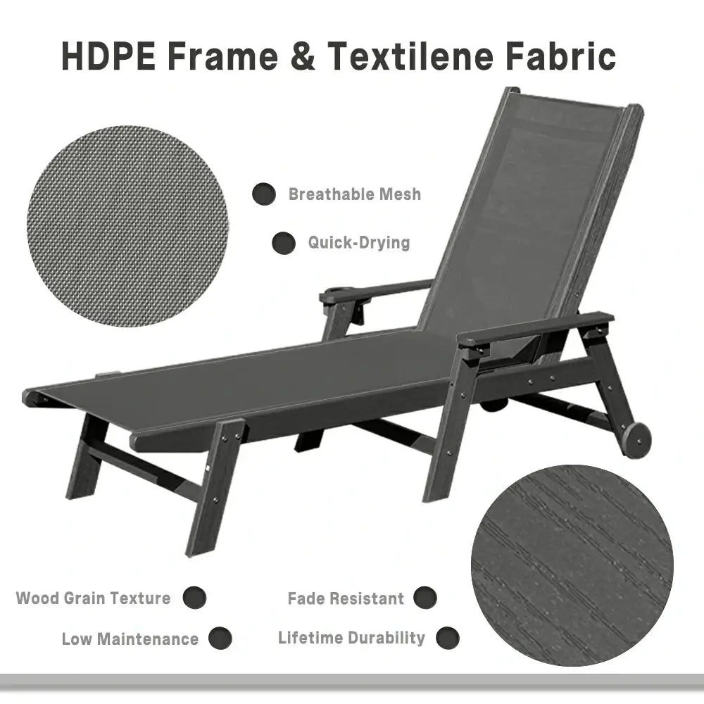 HDPE Sling Chaise Lounge with Arms