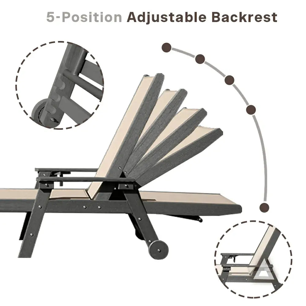 HDPE Patio Chaise Lounge with Arms