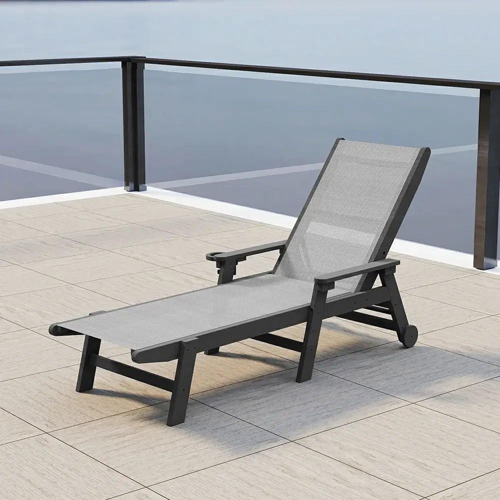 HDPE Sling Chaise Lounge with Arms