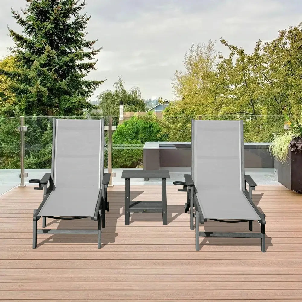 HDPE Sling Chaise Lounge with Arms