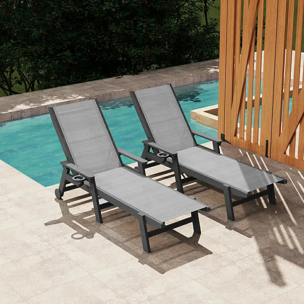 HDPE Sling Chaise Lounge with Arms