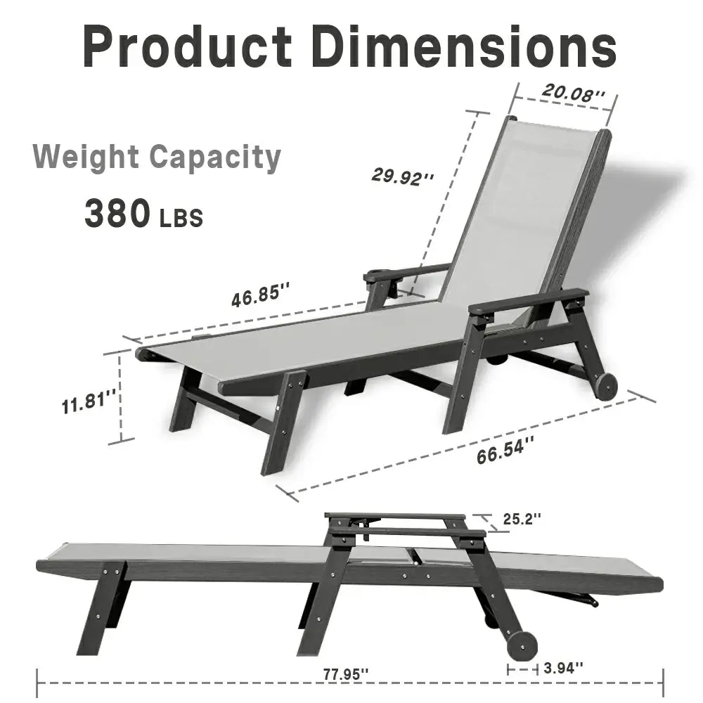 HDPE Sling Chaise Lounge with Arms