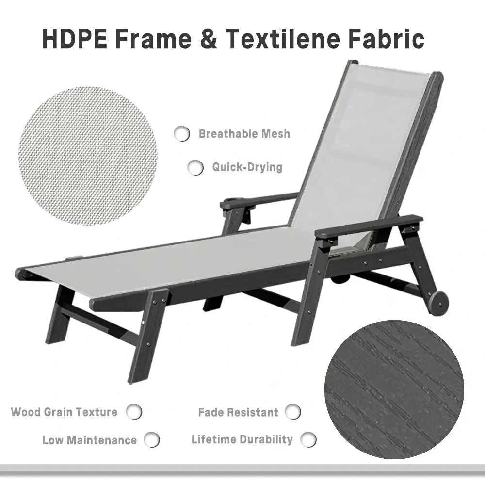 HDPE Sling Chaise Lounge with Arms