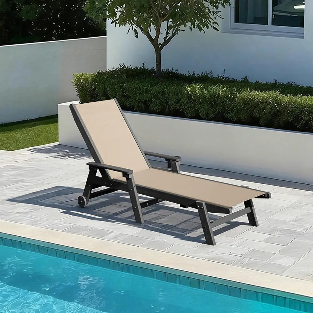 HDPE Sling Chaise Lounge with Arms