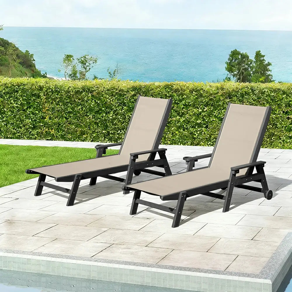 HDPE Sling Chaise Lounge with Arms