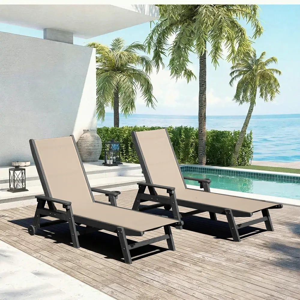 HDPE Sling Chaise Lounge with Arms