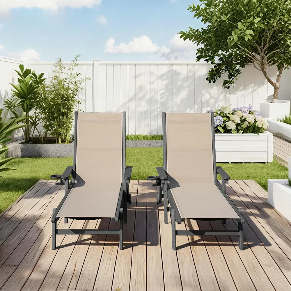 HDPE Sling Chaise Lounge with Arms
