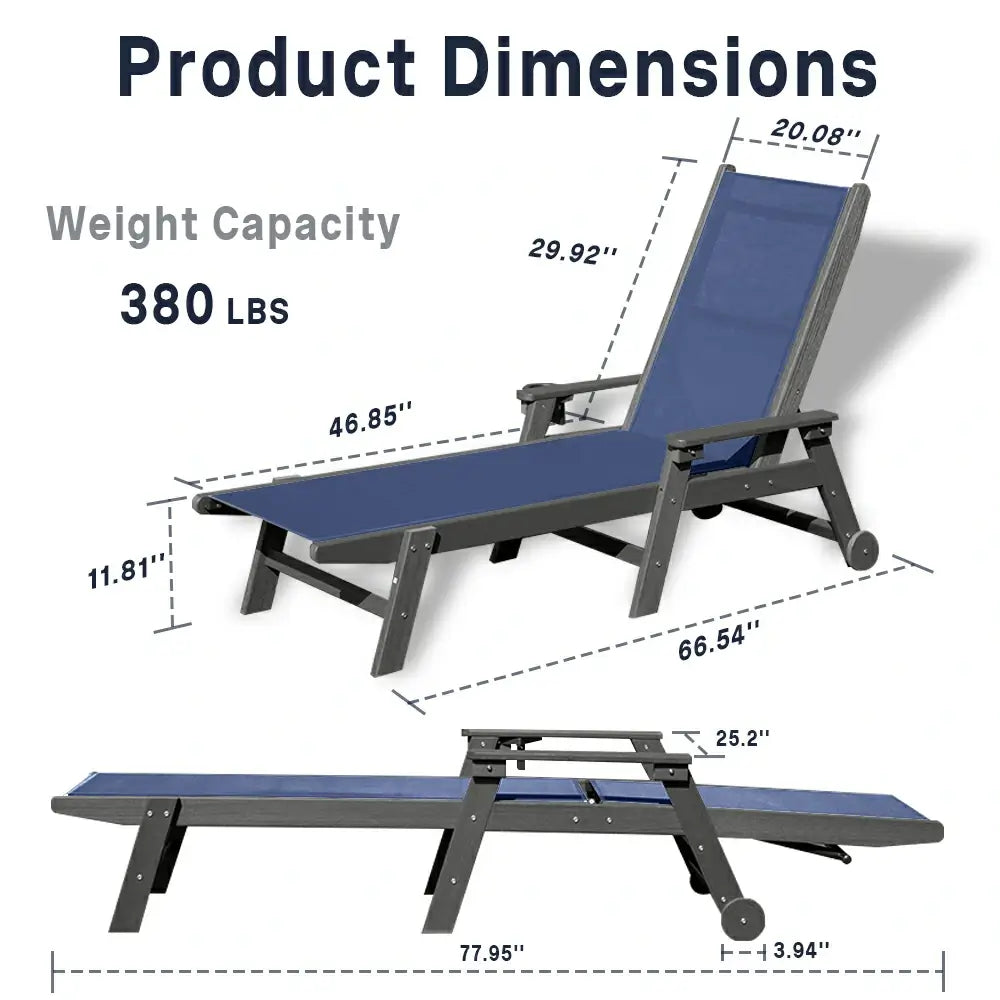 HDPE Sling Chaise Lounge with Arms