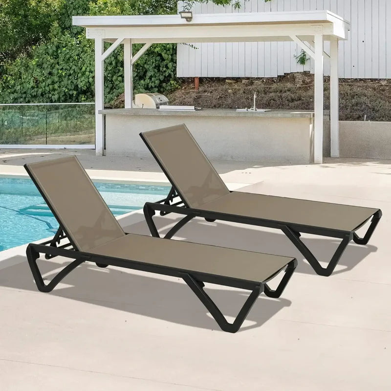 Patio Pool Lounge Chair Set (2 Chairs)