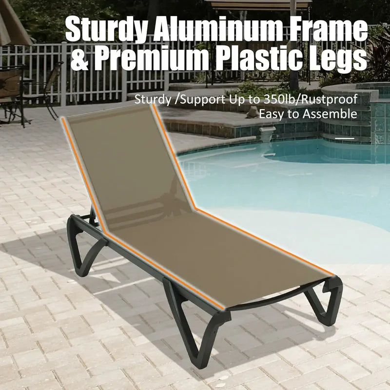 Patio Pool Lounge Chair Set (2 Chairs)