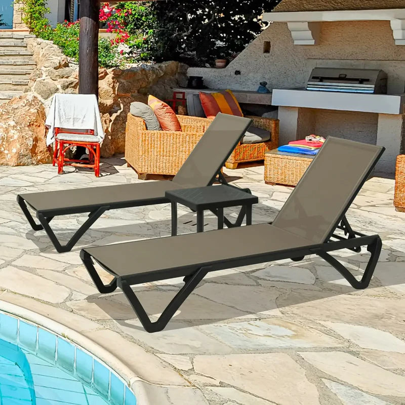 Patio Pool Lounge Chair Set (2 Chairs)