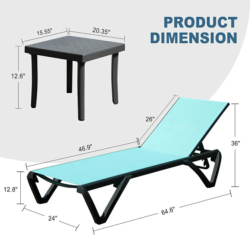 Patio Pool Lounge Chair Set (2 Chairs)