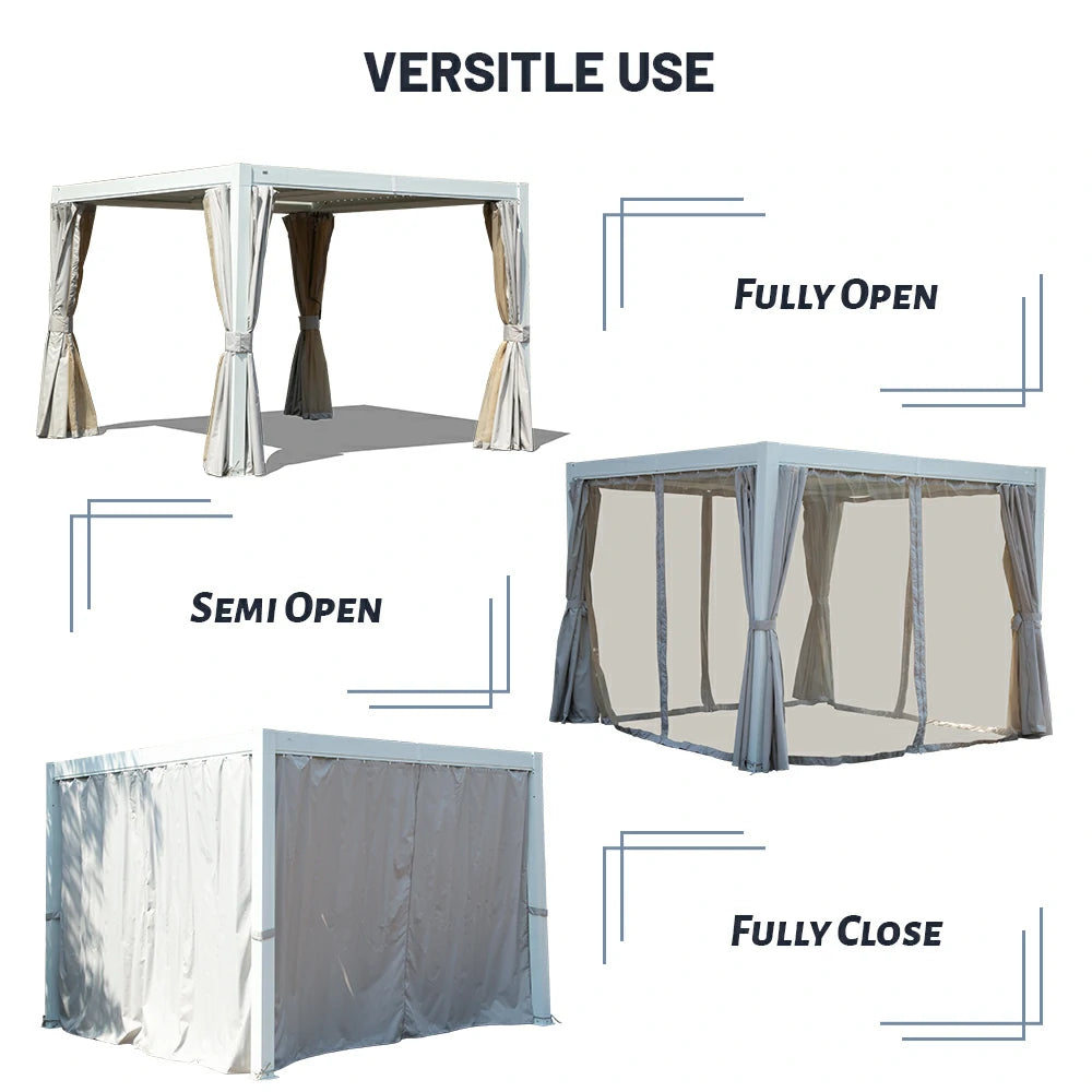 Domi Outdoor Living Louvered Pergola White#Size_10' x 12'