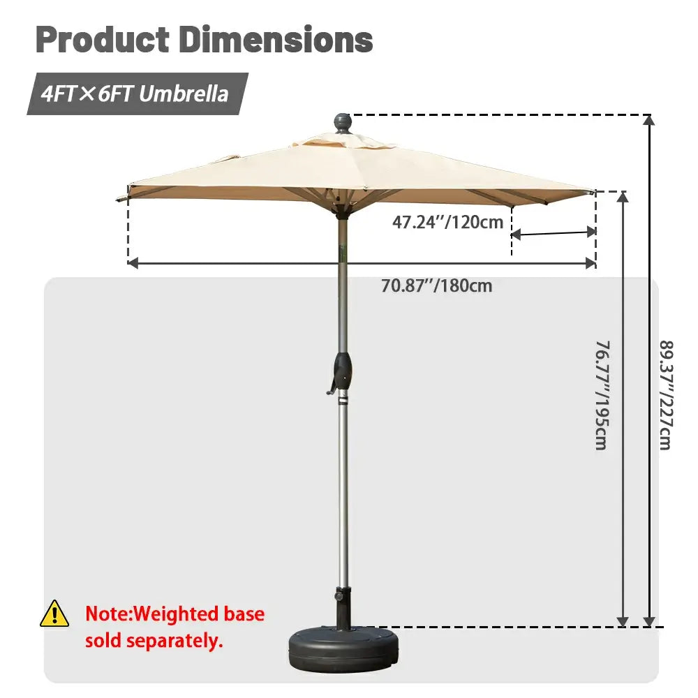 Patio Umbrella - Aluminum Rectangular Market Umbrella