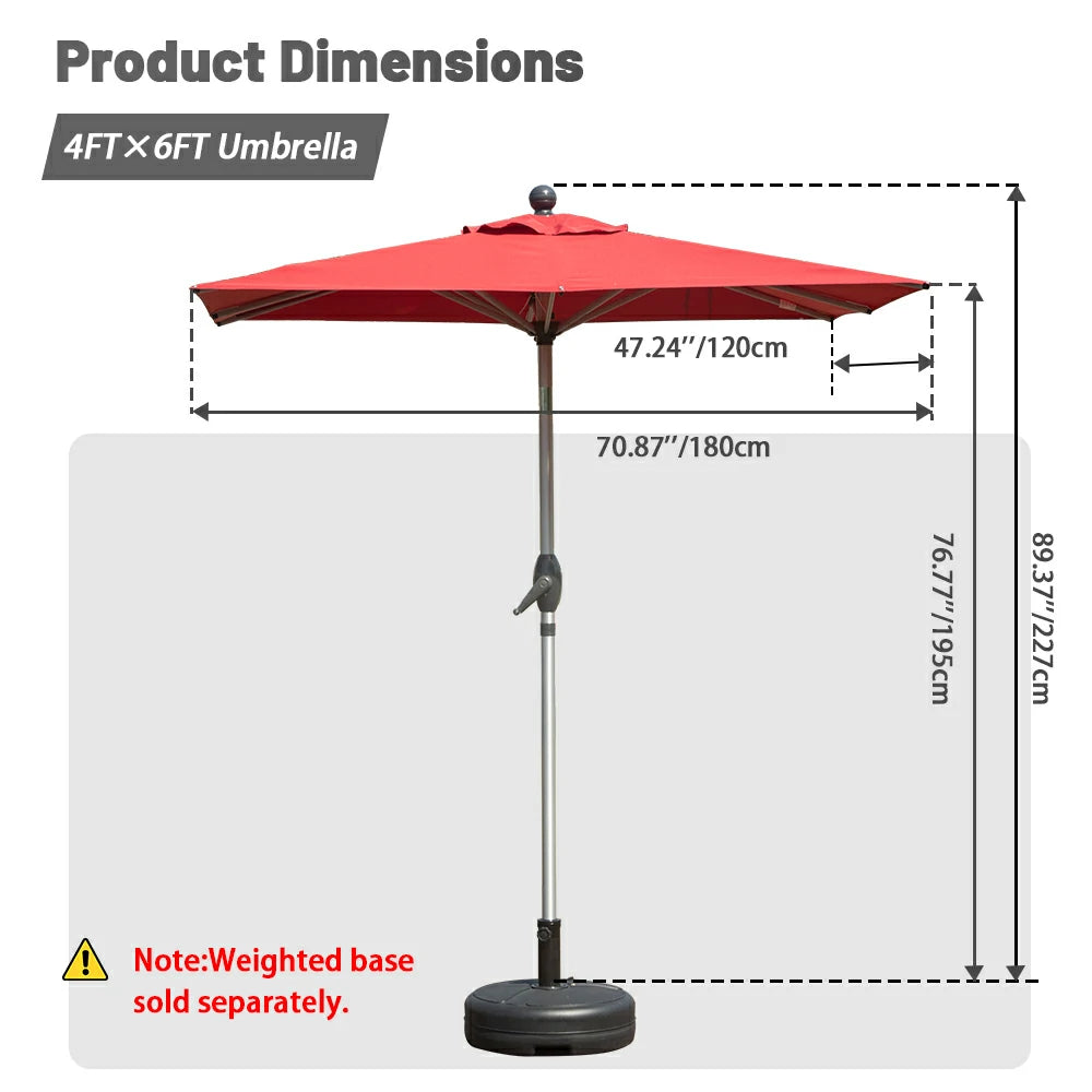 Patio Umbrella - Aluminum Rectangular Market Umbrella