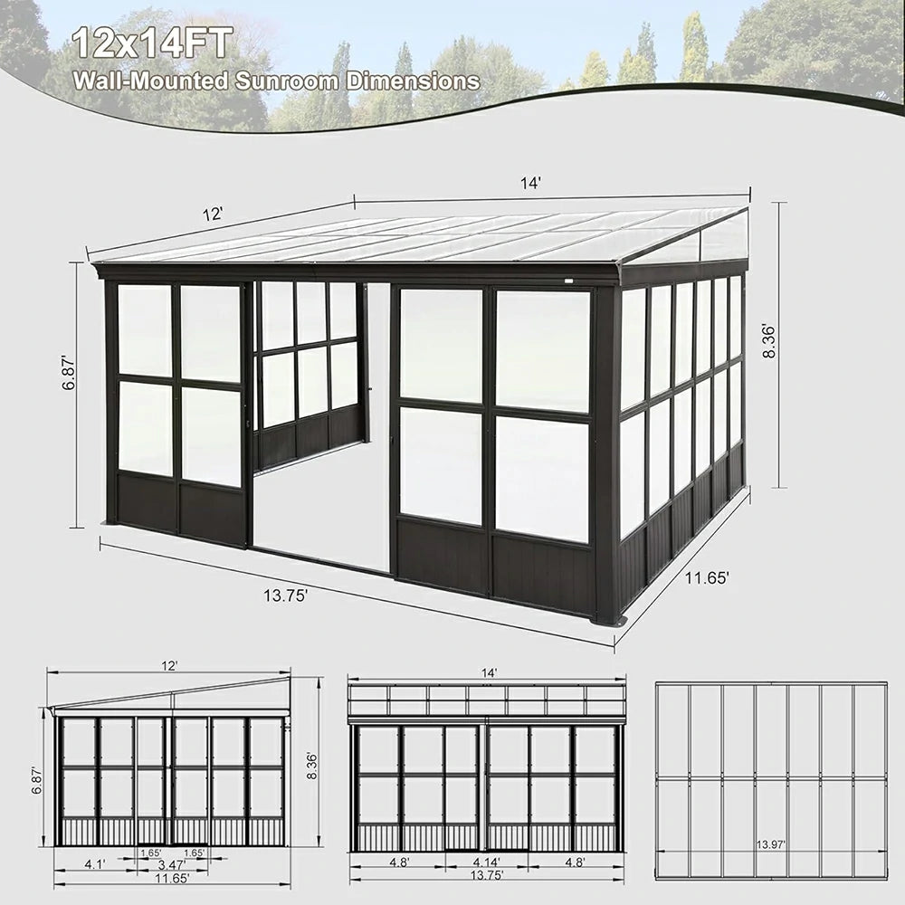 pc wall mounted sunroom#size_12'x14'